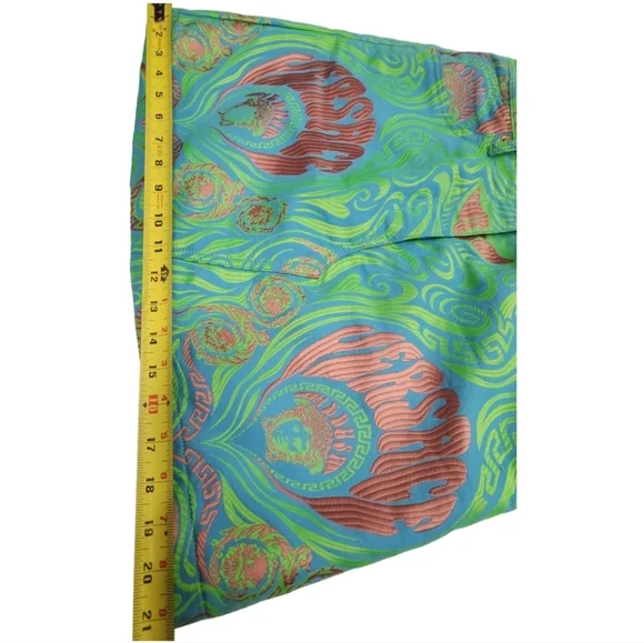 Versace Psycadellic Print Denim A  -Line Mini Skirt Italy SZ 42 - Picture 7 of 15